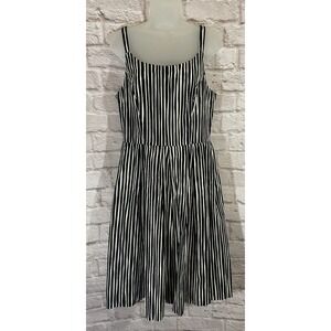 Retrospec'd Dress US Size 10 Black White Stripe Retro Pin Up Glam Fit n Flare